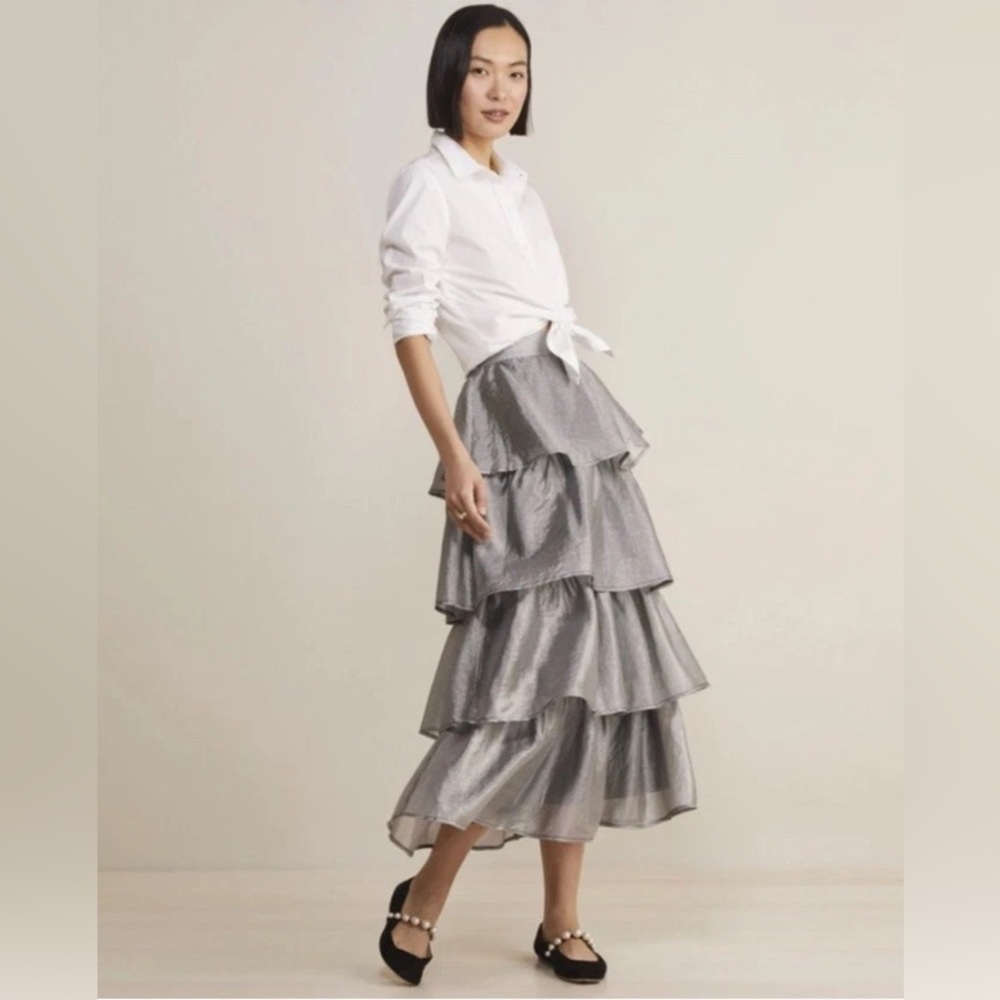 Vineyard Vines metallic check maxi skirt